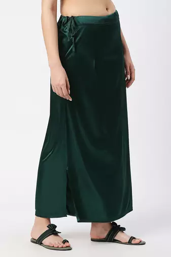 Neckbook Satin Rama Green Color Petticoat