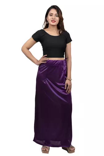 Neckbook Satin Dark Purple Color Petticoat