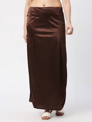 Neckbook Satin Brown Color Petticoat 1