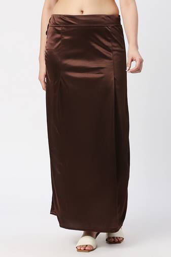 Neckbook Satin Brown Color Petticoat