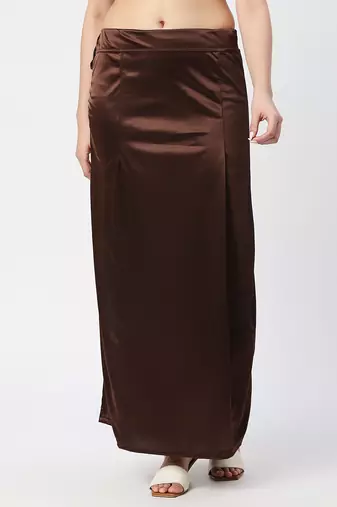 Neckbook Satin Brown Color Petticoat
