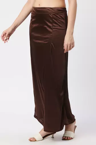 Neckbook Satin Brown Color Petticoat