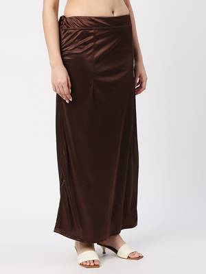 Neckbook Satin Brown Color Petticoat 3