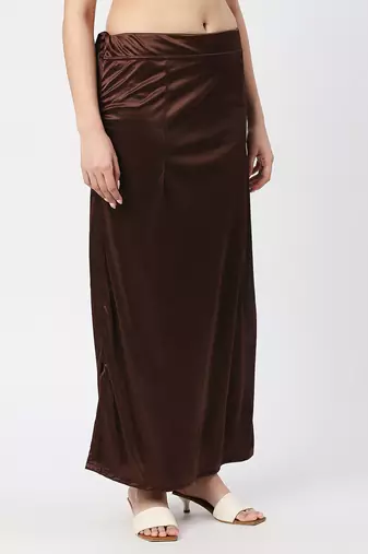 Neckbook Satin Brown Color Petticoat