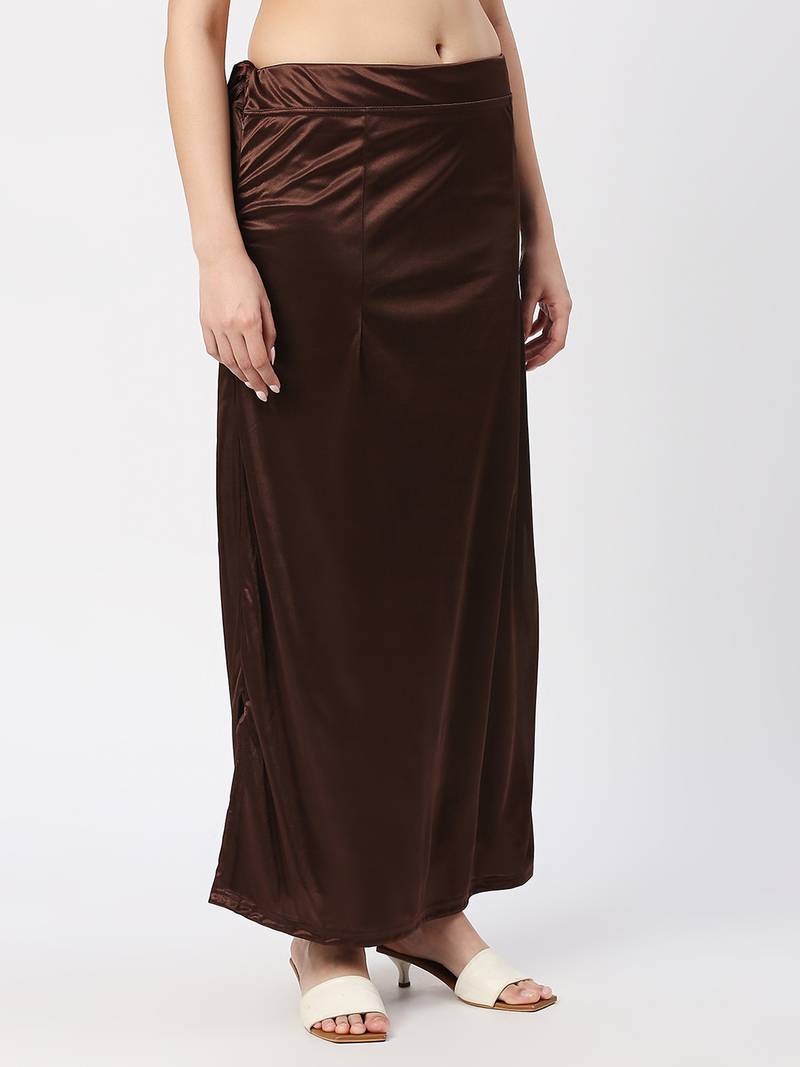 Neckbook Satin Brown Color Petticoat