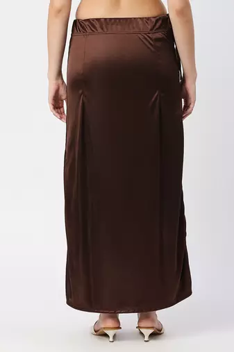 Neckbook Satin Brown Color Petticoat