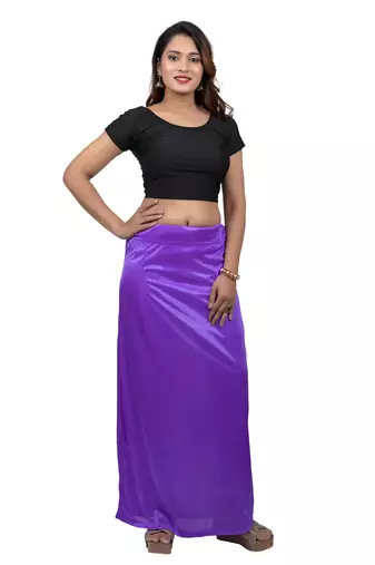 Neckbook Satin Purple Color Petticoat