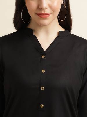 Black plain rayon kurtas-and-kurtis 6