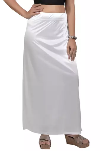 Neckbook Satin White Color Petticoat