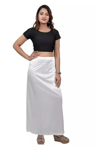 Neckbook Satin White Color Petticoat