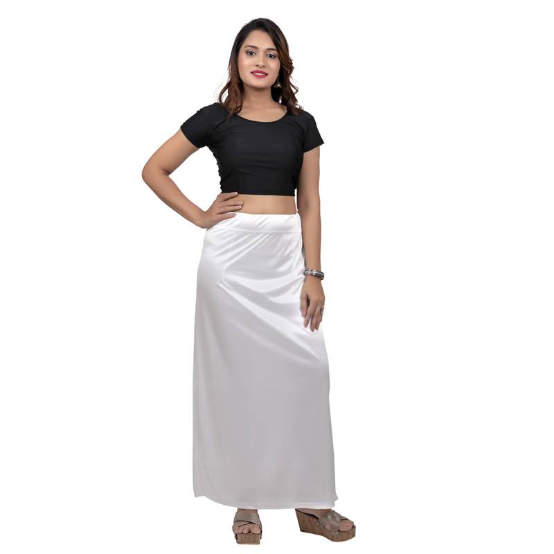 Neckbook Satin White Color Petticoat