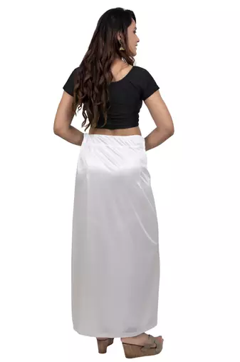 Neckbook Satin White Color Petticoat