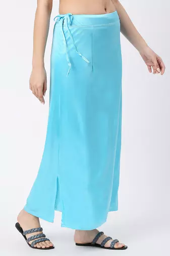 Neckbook Satin Sky Blue Color Petticoat