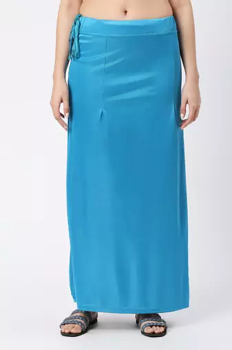 Neckbook Satin Rama Blue Color Petticoat
