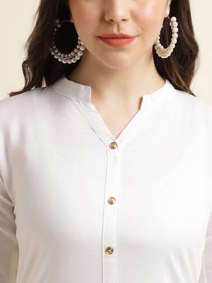 Off-white plain rayon kurtas-and-kurtis 6