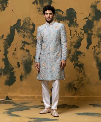 Blue sherwani set 1