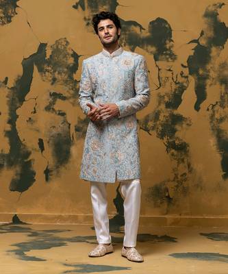Blue sherwani set 2