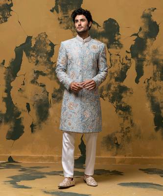 Blue sherwani set 3