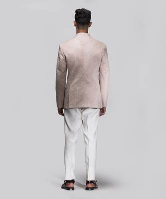 Baby pink velvet bandhgala set 3