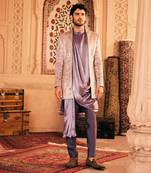 Lilac resham embroidered bandhgala set