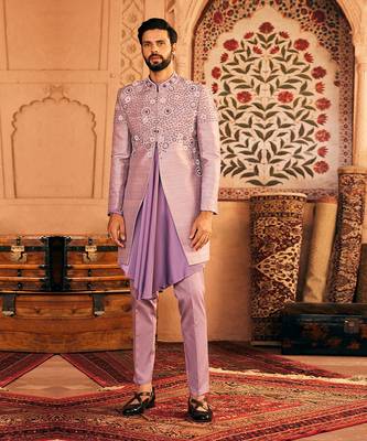 Lilac embroidered indowestern  set 1