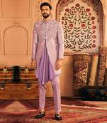 Lilac embroidered indowestern  set