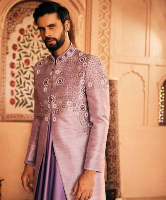 Lilac embroidered indowestern  set 3