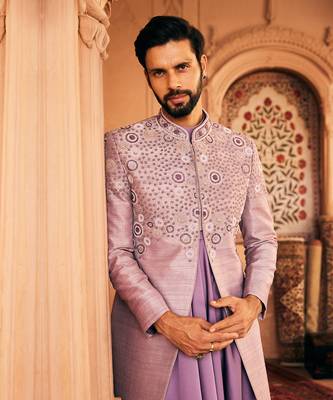 Lilac embroidered indowestern  set 4