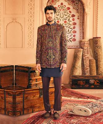Navy embroidered bandhgalaset 1
