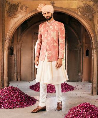 Pink embroidered bandhgala set 2