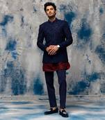 Midnight blue embellished bandhgala