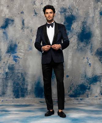 Navy blue katdana suit set 1