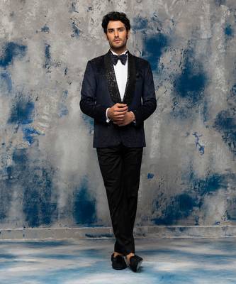 Navy blue katdana suit set 4