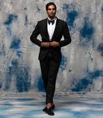 Night black embroidered tuxedo set