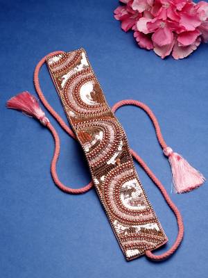 boho rose gold & pink sequin embellished canvas handmade belt 1