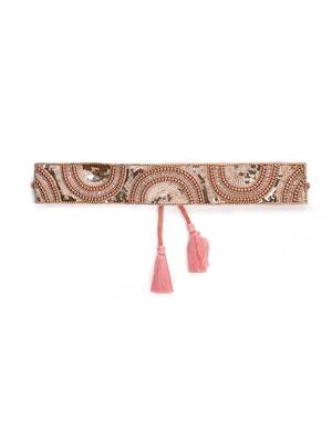 boho rose gold & pink sequin embellished canvas handmade belt 3