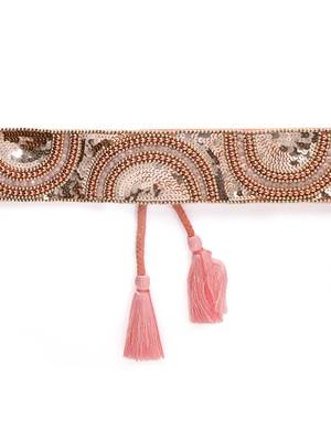 boho rose gold & pink sequin embellished canvas handmade belt 5