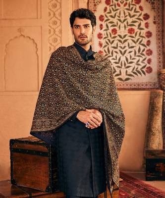 Navy blue embroidered sherwani set 3