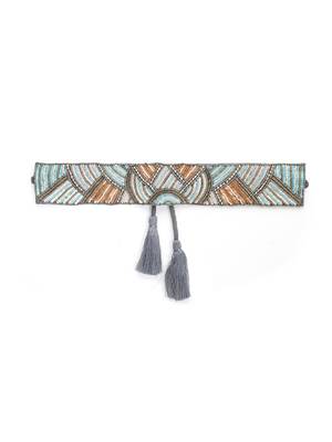 boho smoke grey & multi sequin embellished canvas handmade belt 3