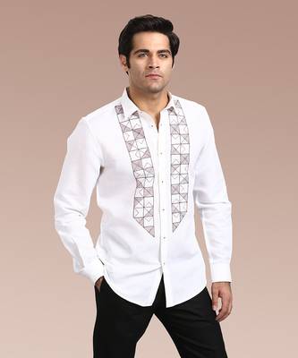 Almond brick embroidered shirt 1