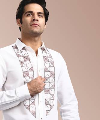 Almond brick embroidered shirt 2