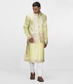 Yellow embroidered bundi set