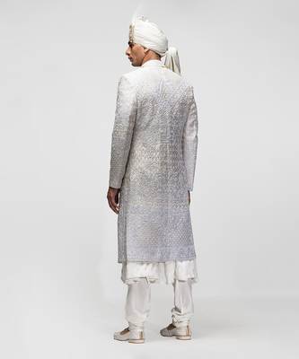 Ivory resham embroidered sherwani set 2