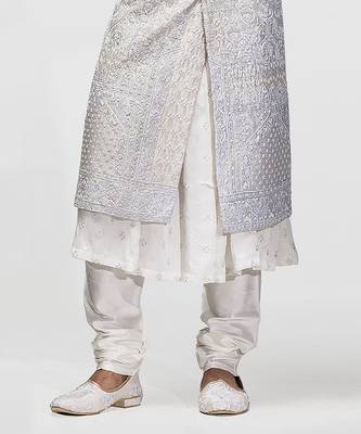 Ivory resham embroidered sherwani set 3