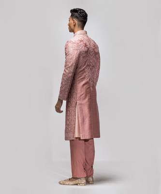 Dusty rose dori work sherwani set 2