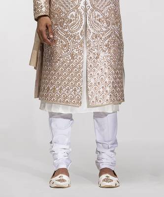 Beige sequins embroidered sherwani 4