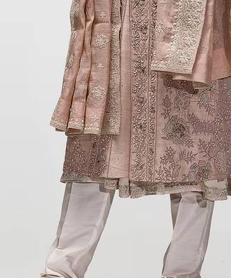 Salmon pink dori work sherwani set 3