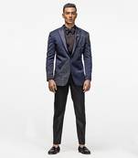 Night skies ink blue embellished tuxedo