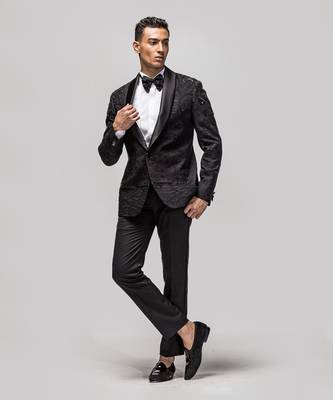 Chenille embroidered black tuxedo 1