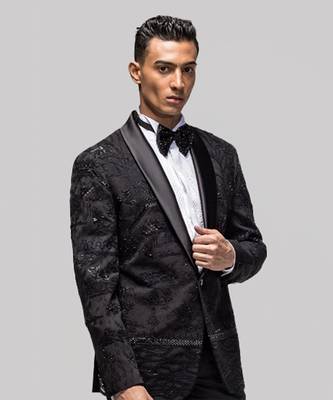 Chenille embroidered black tuxedo 3
